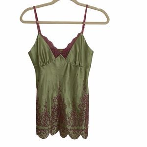 NWOT gazooks green plum beaded sequins satin camisole